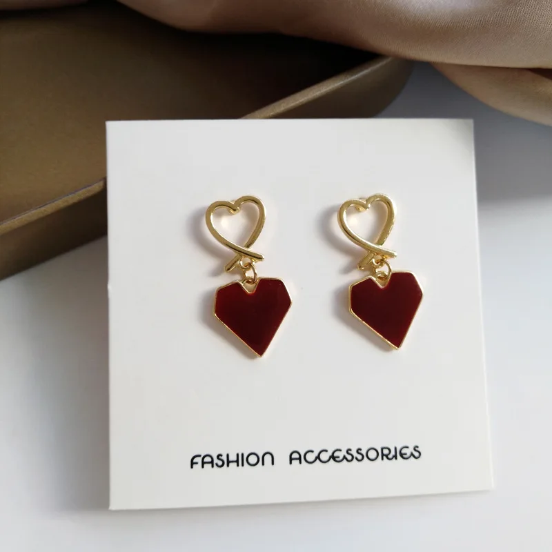

South Korea Fashion Geometric Heart-Shaped Earrings Bohemia Minimalist Drop Pendant Jewelry Gift Earrings Women Party