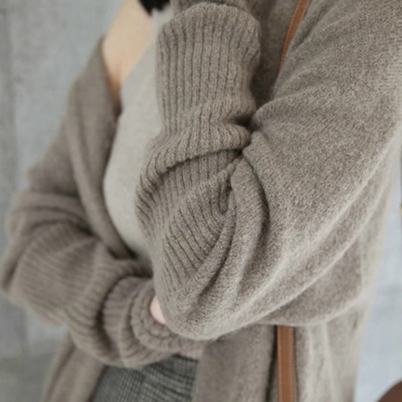 

Trench Women Open Stitch Solid Knitted Leisure Loose Pockets Elegant Spring Womens Korean Style Trendy Simple All-match Ulzzang