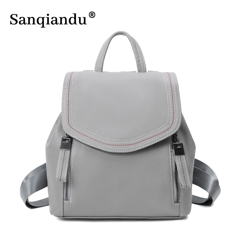 

Женский рюкзак из 100% натуральной кожи, Женский Повседневный школьный рюкзак с защитой от кражи, дизайнерский высококачественный рюкзак на ...