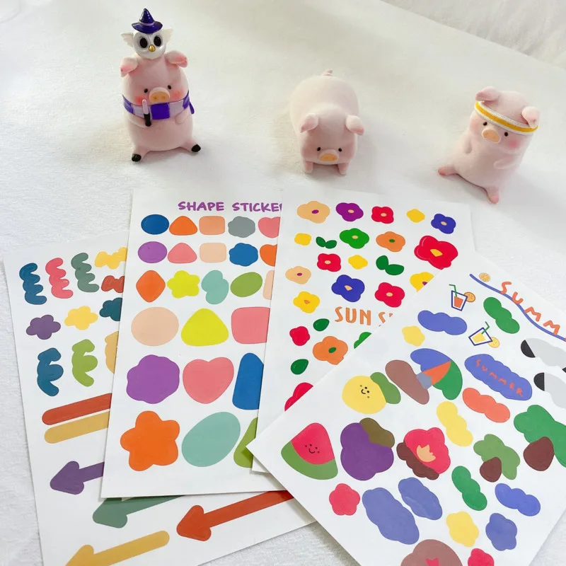 

Korean Ins Colorful Creative Shape Cute Stickers Flower Paster Hand Account Mobile Phone Stationery DIY Decorative Sticker