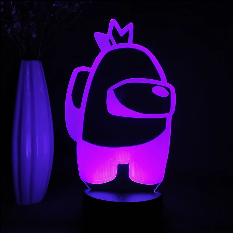 

Game Among Us Fingure Led Night Light Game Figurine Nightlight Kids Birthday Gift Cool Bedroom Decor 16 Colors With Remote Light