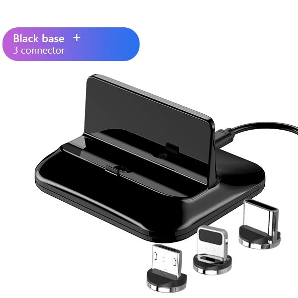 Black For 3 Plug ACCEZZ быстрая Магнитная зарядная док-станция Micro USB 8 Pin type-C для iphone 8 X Plus XS для samsung Xiaomi huawei Магнитная зарядная подставка - Цвет: Black For 3 Plug