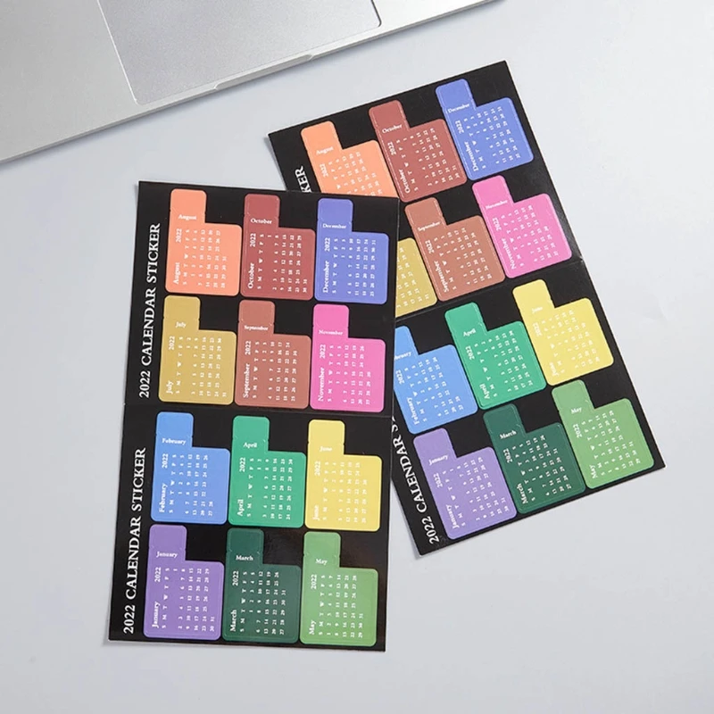 2022 календарь язычки яркие ярлыки индекс 12 месяцев наклейки для планировщиков