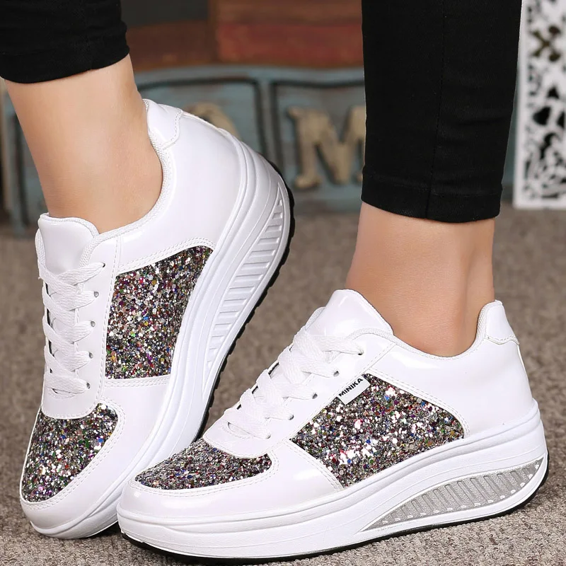 

Sequined Cloth Fashion Sneakers Women Casual Shoes 2021 Autumn Winter Round Toe Gold Sliver Platform Sneakers Ladies Shoes