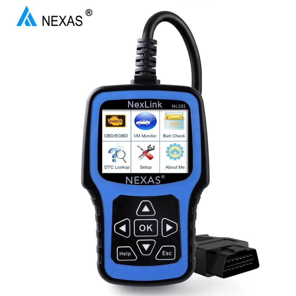 

NEXAS Nexlink NL101 Auto OBD2 EOBD CAN Scanner + Car Battery Monitor OBDII Diagnostic Scan Tool PK AL519 OBD 2 Scaner