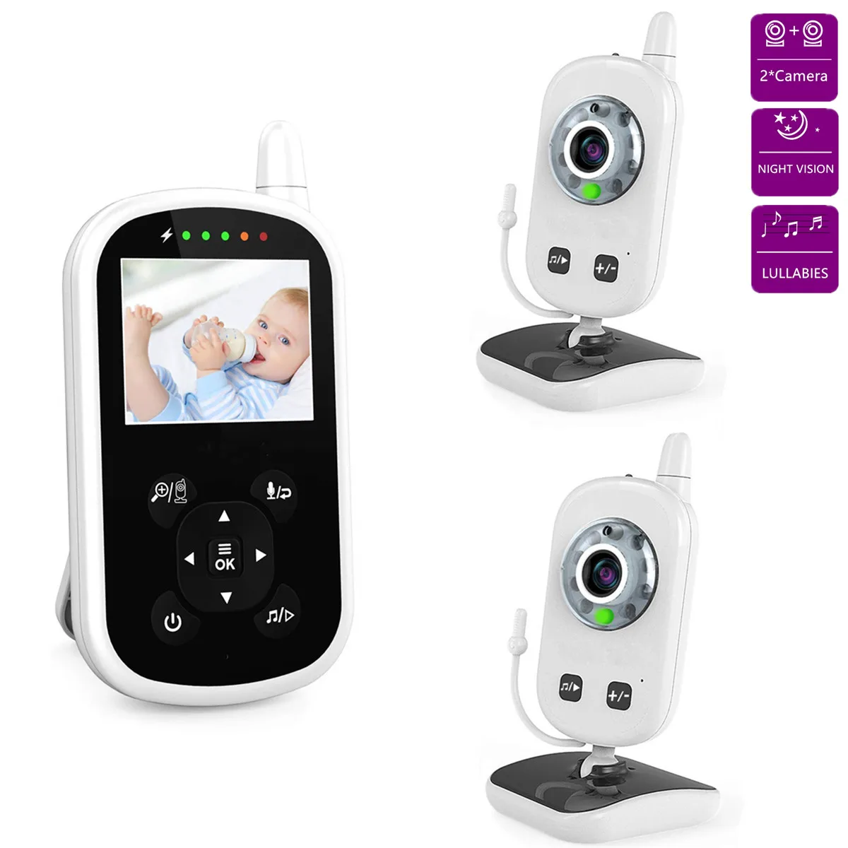 

Lullaby 2.4 Inch Wireless LCD Video Dual Cameras Baby Monitor Portable Baby Camera Monitor Bebe Baby Phone Video & Audio Color