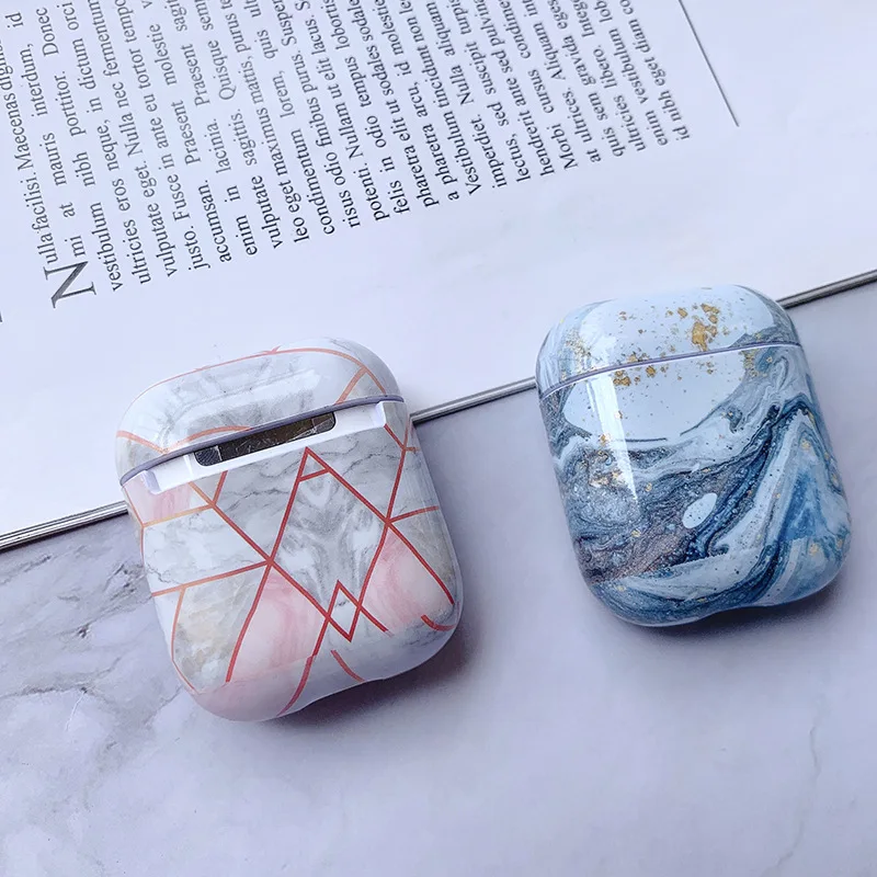 Чехол для оригинального Apple Airpods чехол мраморный милый чехол для Apple Airpods 12 чехол Аксессуары для наушников Air Pods Чехол Коробка Coque
