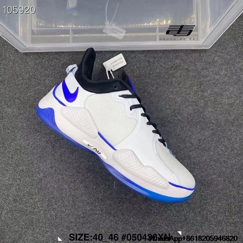 

New high quality Pg5 Low Basketball Shoes V Platinum All Star PG 5 Men Air Cushion Sports Shoes Reflective Silver size 40-46