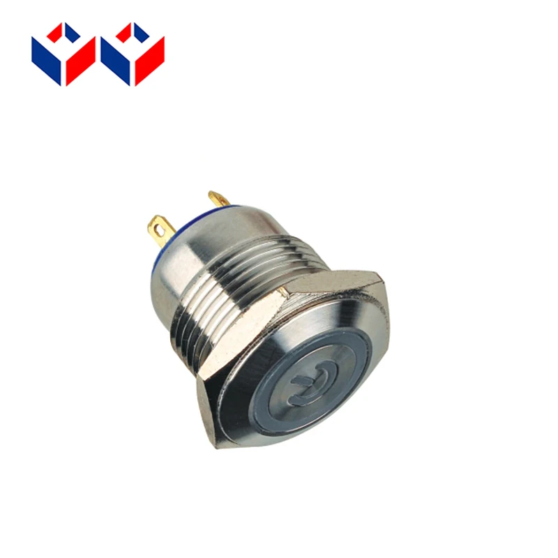 Плоская Круглая Кнопка питания 12 В 24 металлическая кнопка для модификации