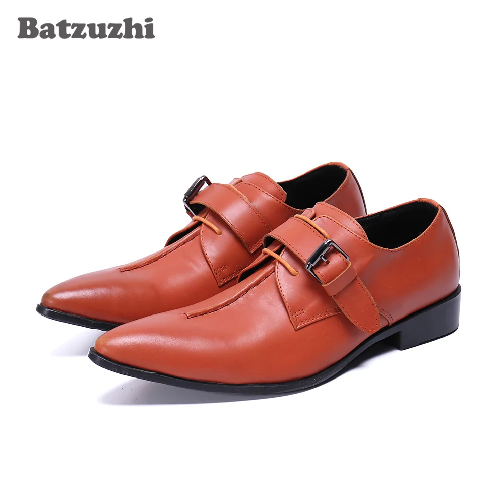 

Туфли Batzuzhi мужские кожаные, заостренный носок, пряжка, Классическая формальная деловая обувь, итальянский стиль, ручная работа
