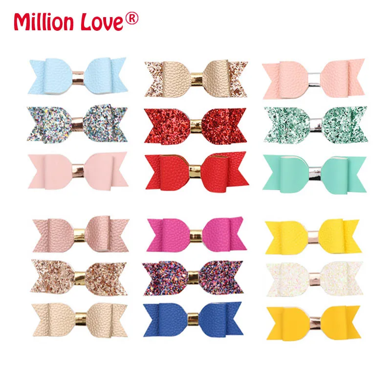 3 шт./лот детские заколки для волос с блестящим бантом ручной работы розовые