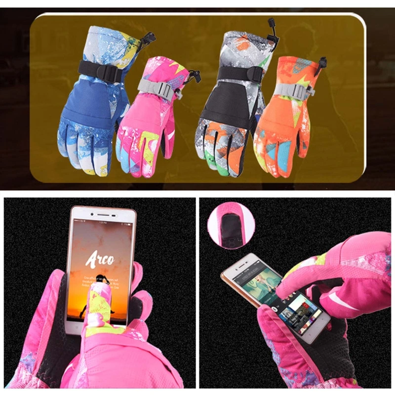 

Adults Winter Warm Mountain Snowboard Touch Screen Ski Gloves Waterproof Full Finger Mittens for Outdoor Motorcycle Sports