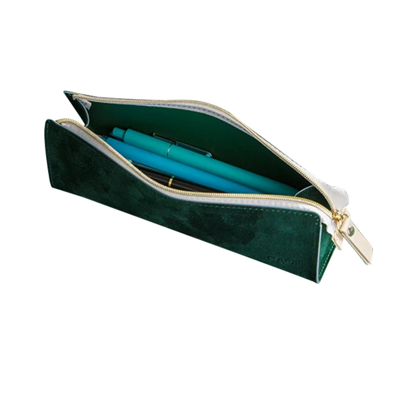 

Pencil Case Small Leather Pencil Pouch for Girls and Adults Pen Case Makeup Pouch Zipper Pouch for Pens Markers(Green)
