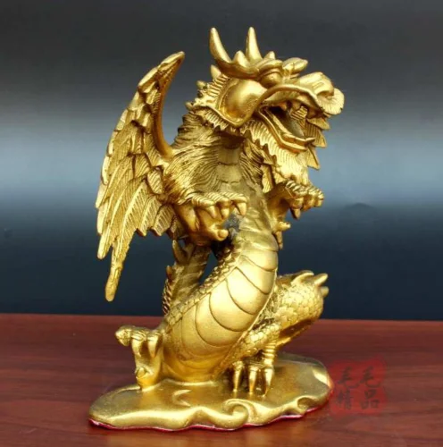Китайская антикварная Статуя Дракона зодиака из чистой меди | Дом и сад
