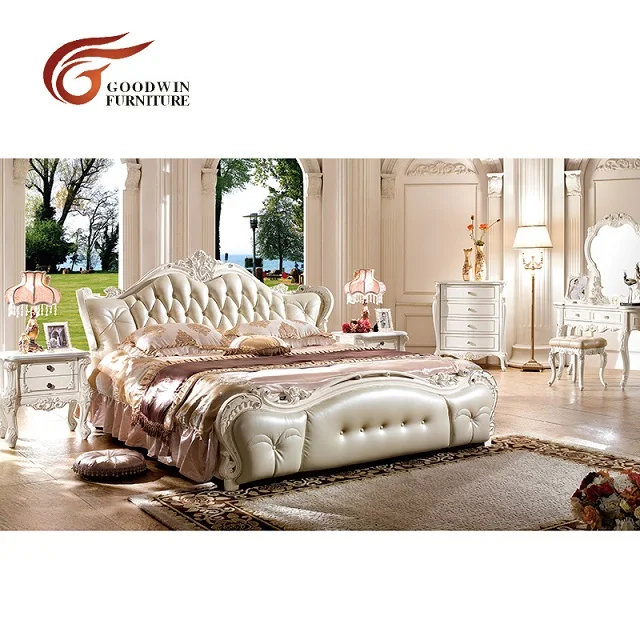 Bed Кожаная кровать, мебель для спальни королевского размера WA585 - Цвет: Bed