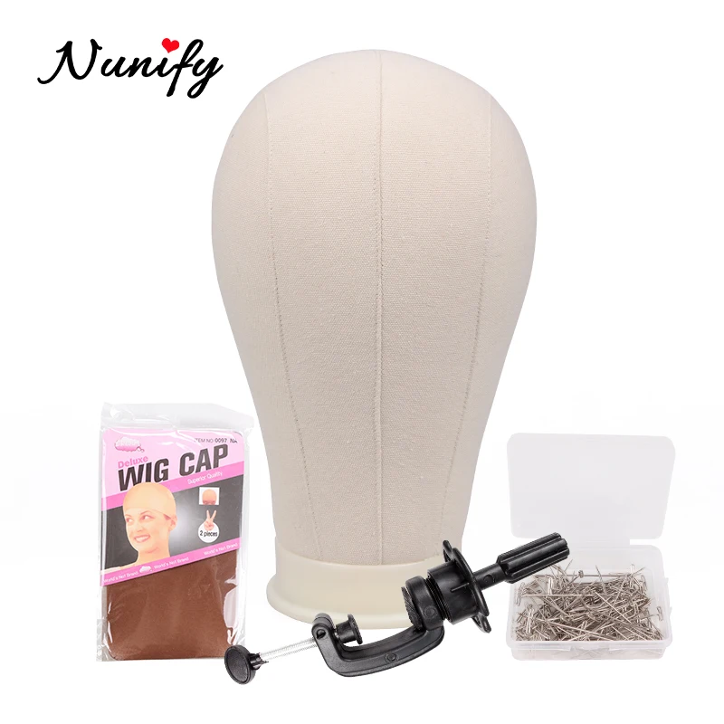 Nunify Hat Display Stands Mannequin Head With Stand Soft Cork Canvas Block Head Head Weft Toupee And Closure Wig Making Tools