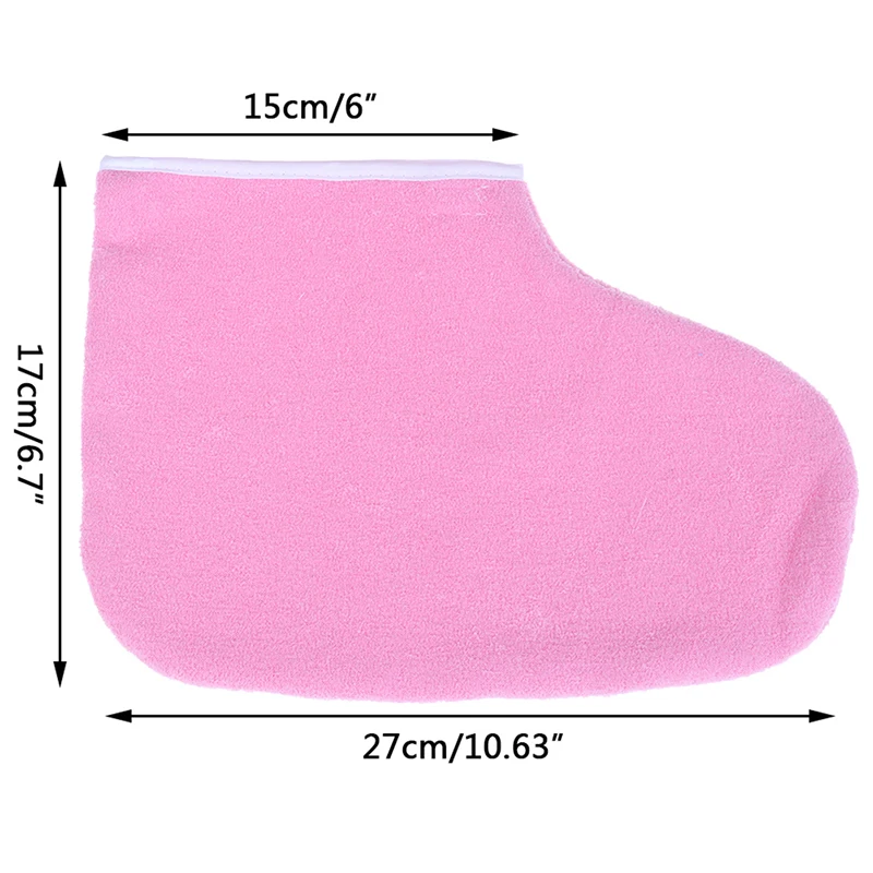 

2pcs Pink Paraffin Wax Protection SPA Hand Foot Gloves Warmer Heater Foot Care Foot Cover Cloth Spa