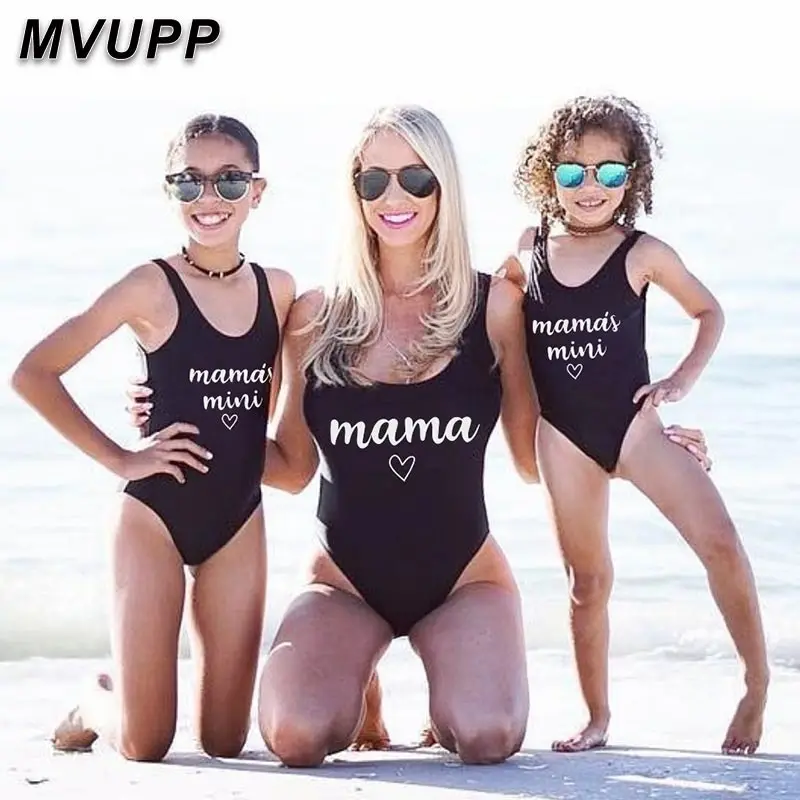 Одежда для купания одинаковые комплекты семьи цельный купальник-бикини Мама и я