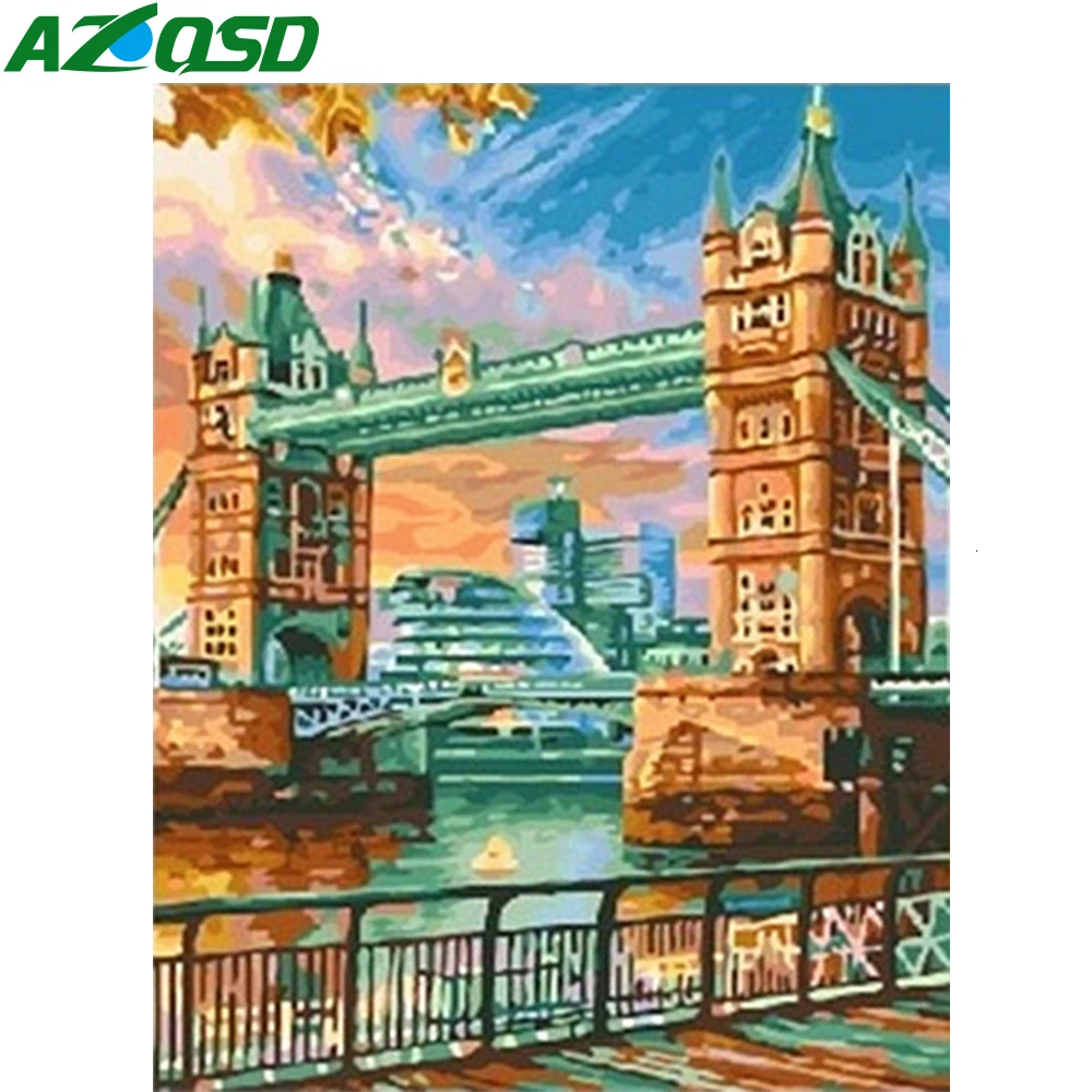 AZQSD Сделай Сам Раскраска по номерам пейзаж Акриловая Краска на холсте масляная