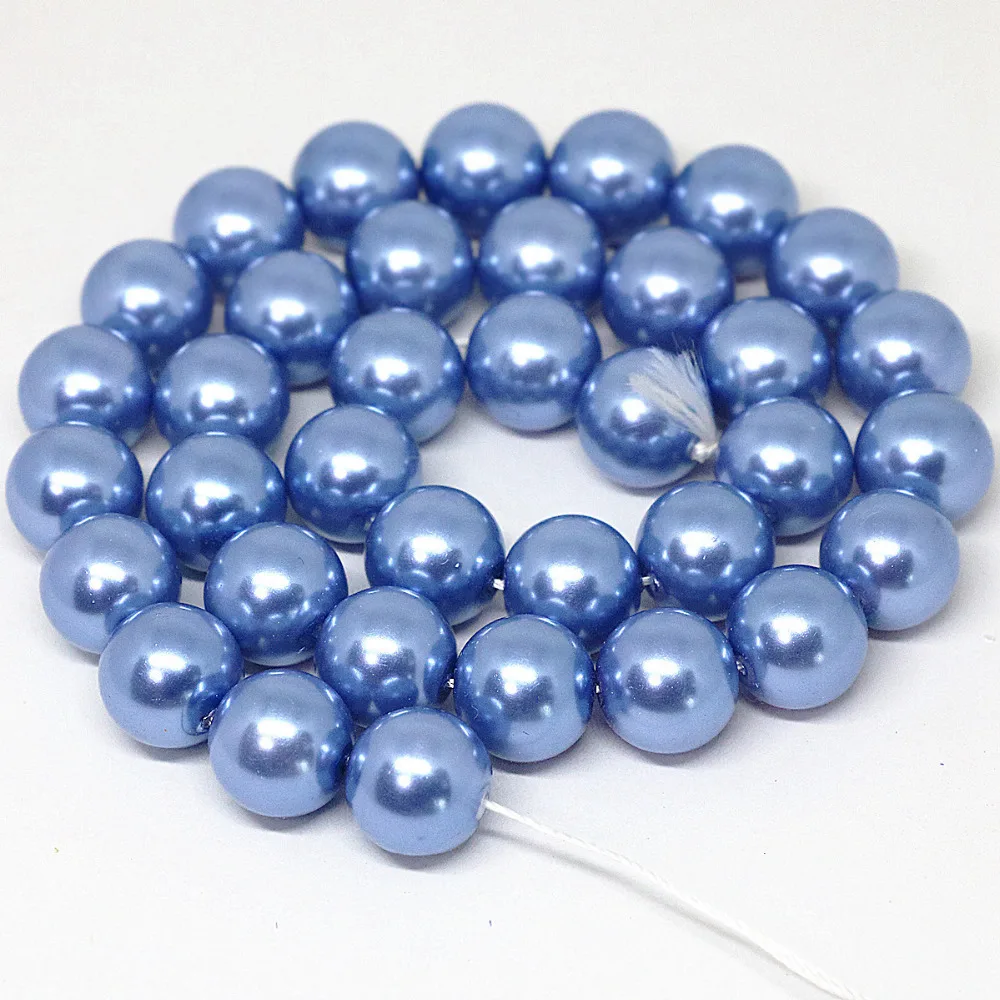 

High quality wholesale blue pearl Beads imitation pearl round loose sapcer beads 4 6 8 10 12 14mm jewelry making 15inch B11