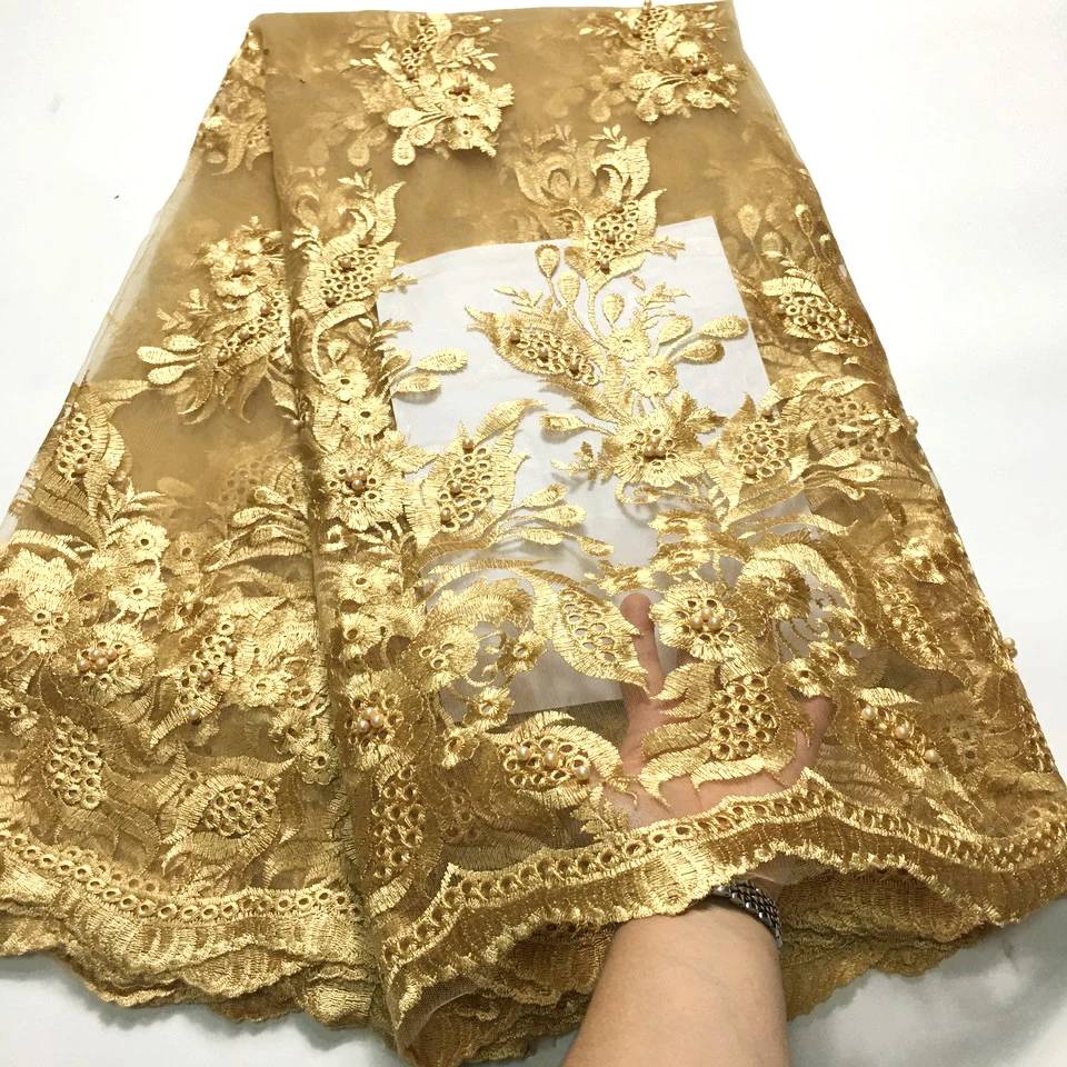Нигерийская кружевная ткань 2021 высококачественное кружево с бисером швейная