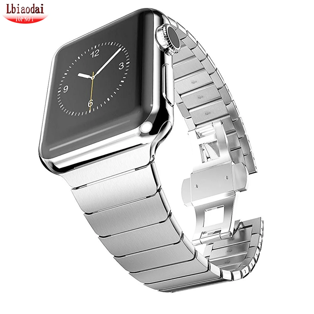 

Ремешок для Apple watch band 44 мм/42 мм iwatch 40 мм 38 мм, роскошный звеньевой браслет для apple watch series 5 4 3 6 SE band 44 42 мм