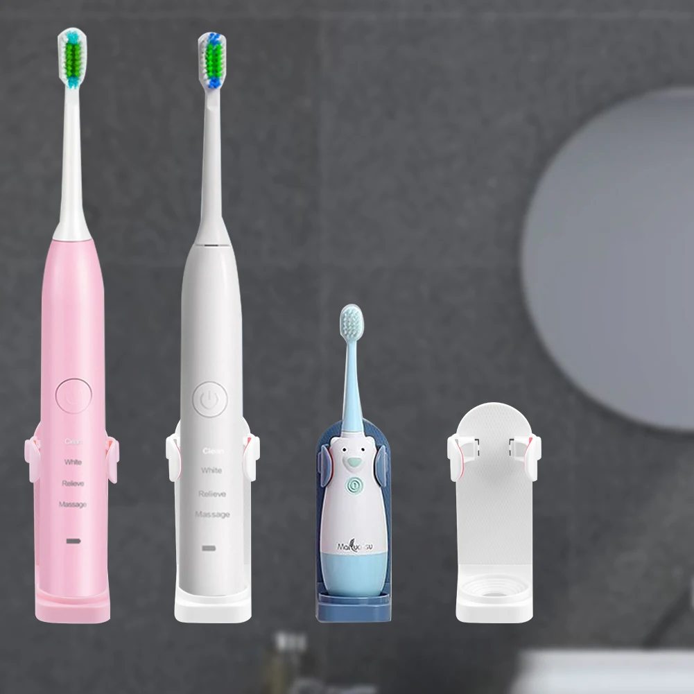 

Storage Rack Adhesive Organizer Wall Mounted Electric Stand Space Toothbrush Holder Stand Saving Adapt 90% Bathroom Accessories