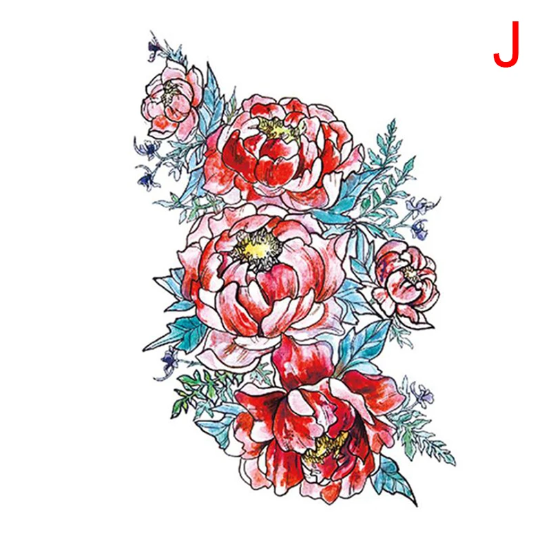 

Creative Colorful Peony Flower Animal Temporary Tattoo Sticker Sexy Body Art