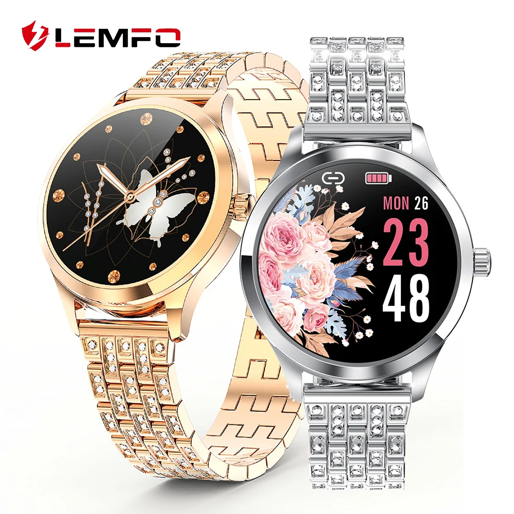 

Smart Watch Women DIY Watch Face Full Touch Stainless Steel Fitness Bracelet Heart Rate LEMFO LW07 Women Smartwatch 2021