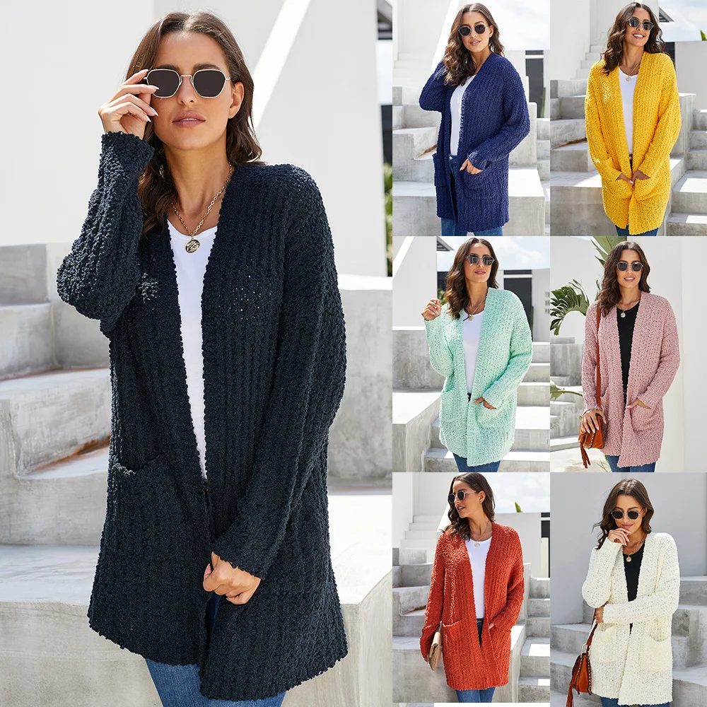 Женский длинный кардиган Зимний вязаный свитер с длинными рукавами| |