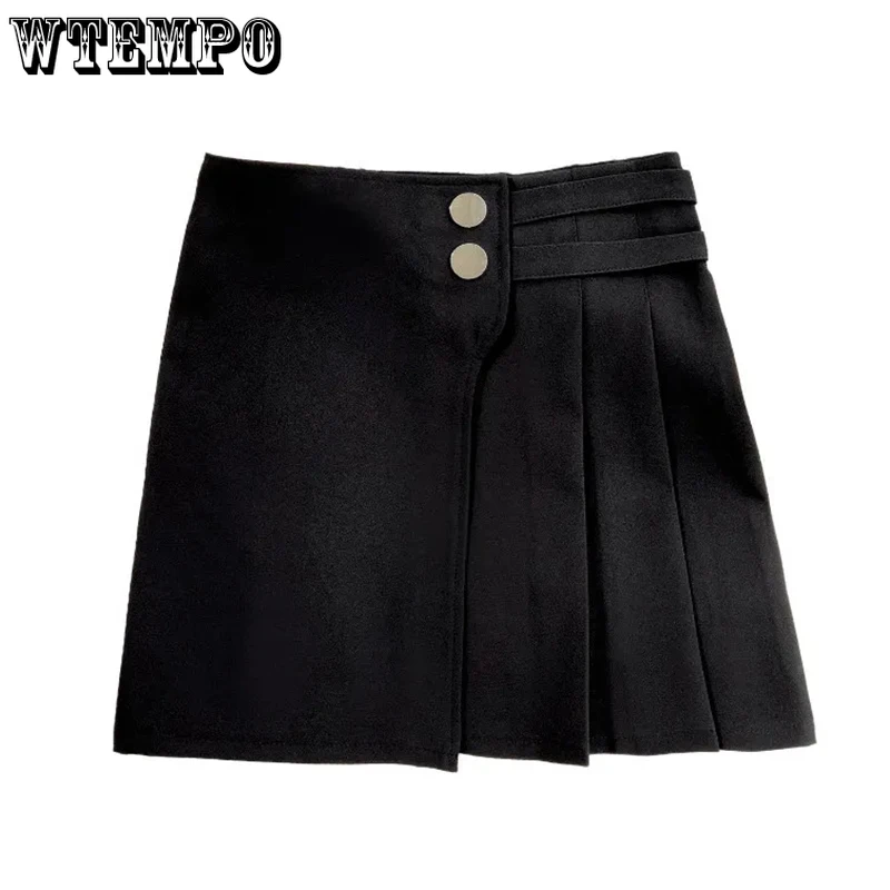 

Women Y2K Goth Pleated Skirt Black Bandage High Waist Streetwear Hip Hop Mini Skirts Kawaii Plus Size Fashion Jupe Faldas Femme