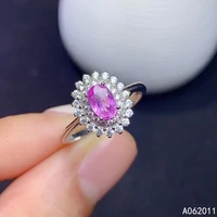 kjjeaxcmy fine jewelry natural pink sapphire 925 sterling silver noble new women adjustable ring support test