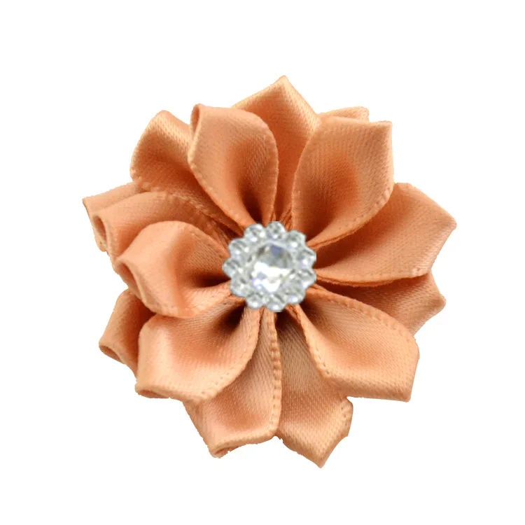 9-10pcs Nishine 1," 10 шт./лот 16 Petaled атлас с розочками лента цветы с жемчужной кнопкой используется для повязка на голову" сделай сам "заколки аксессуары для волос - Цвет: 9-10pcs