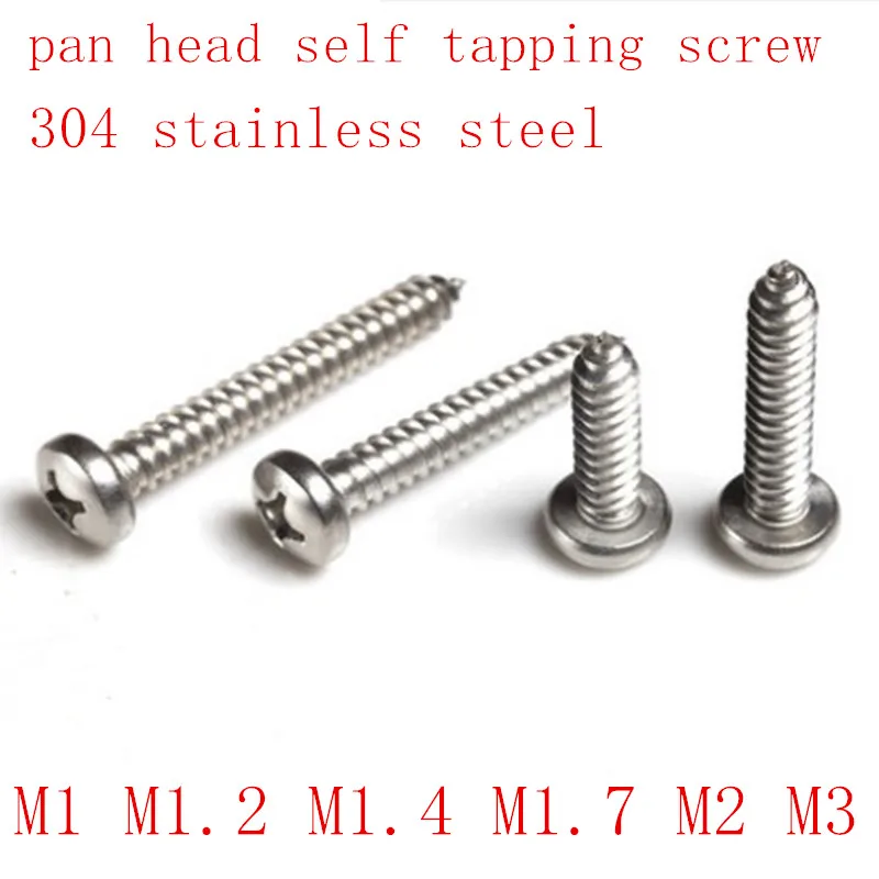 

100PCS M1 m1.2 m1.4 m1.7 m2 m3 stainless steel electronic screw cross recessed phillips round pan head self tapping screw