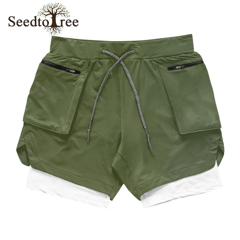 

Men's Summer Shorts Men's Plus Size Straight Quick Drying Double Layer Camouflage Pants Multi Pocket Running Sports Pants