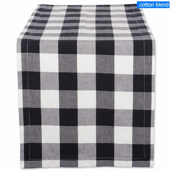 black- cotton blend MTL клетчатый узор хлопок настольная дорожка коврик Салфетка украшение ткани - Цвет: black- cotton blend