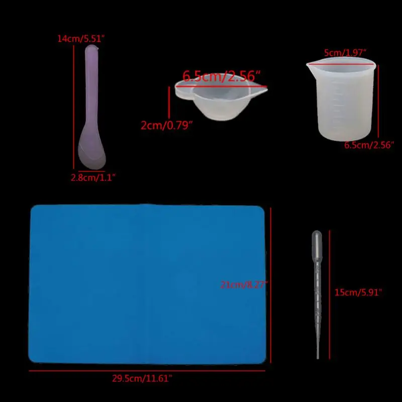 

34Pc Reusable Silicone Resin Kit Nonstick Silicone Mat 100ml Measuring Cups Finger Cots Resin Mix Cup Stir Stick Pipette
