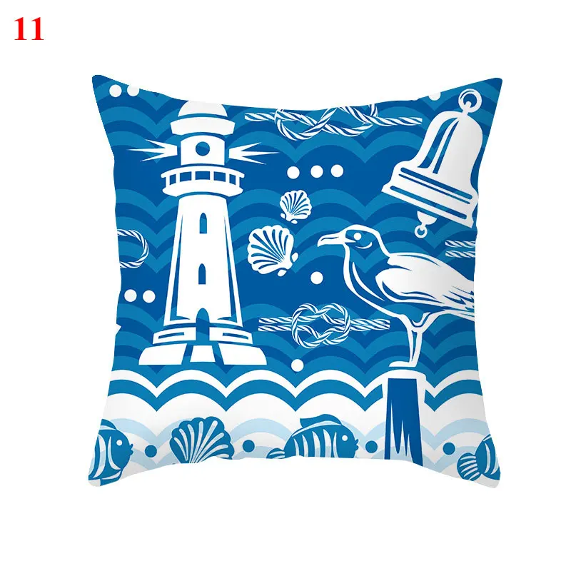 

Marine Life Pillow Case Bule Series Decorative Sofa Cushion Cover Cartoon Print Comfortable Pillow Cover Home Decoration