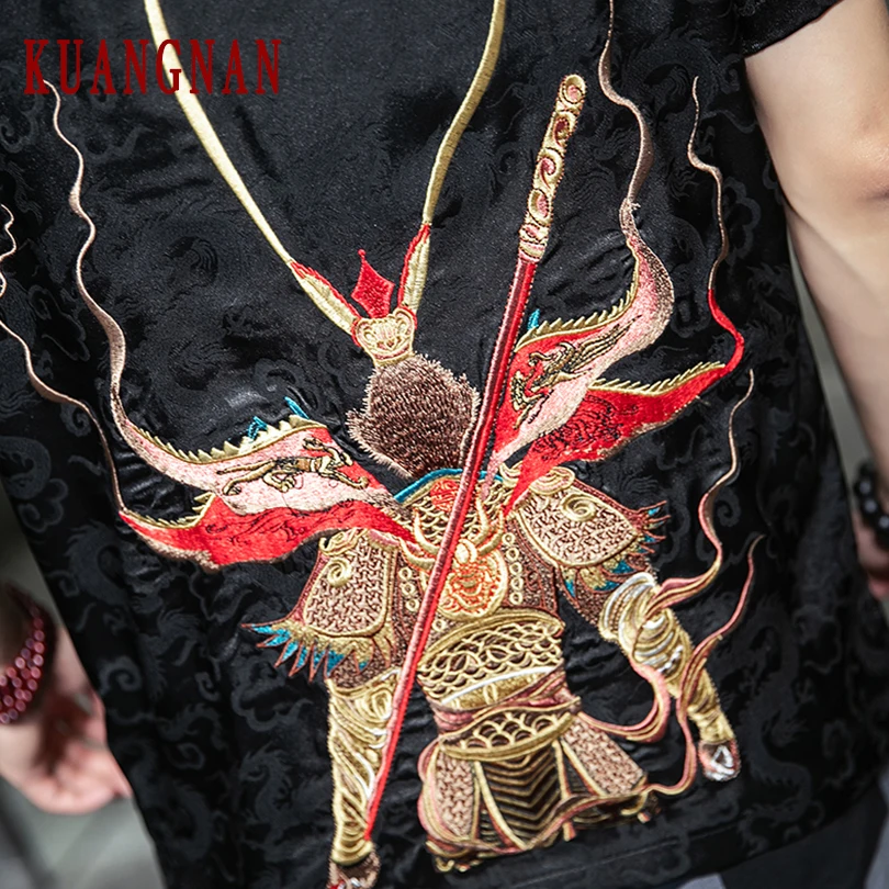 KUANGNAN Monkey King футболка с вышивкой Мужская футболка Мужская Уличная Футболка мужская футболка хип хоп 5XL одежда осень новая