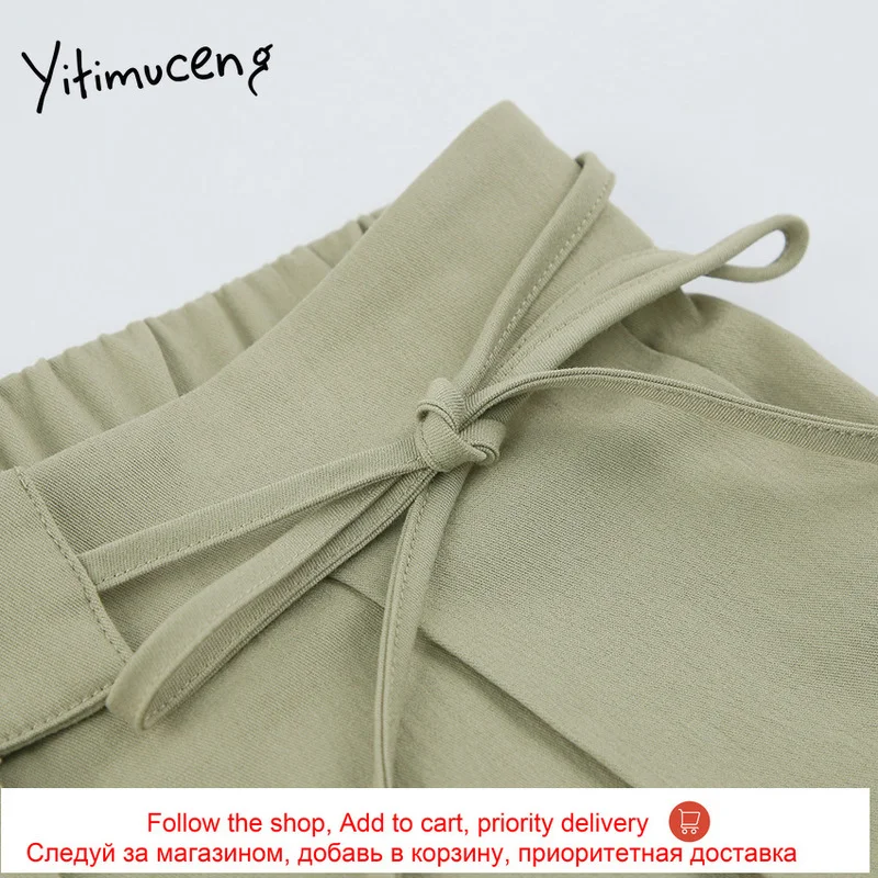 Зеленые повседневные брюки Yitimuceng для женщин офисные женские свободные хаки