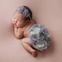 newborn photography headbandround flower cover 2pcsset baby girl photo props accessories studio infant shoot clothing outfits