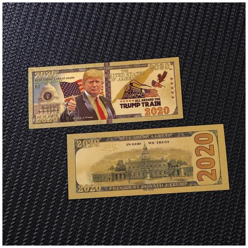 1 шт./лот Новый 2020 год Американский Трамп банкноты доллар в 24K позолоченные