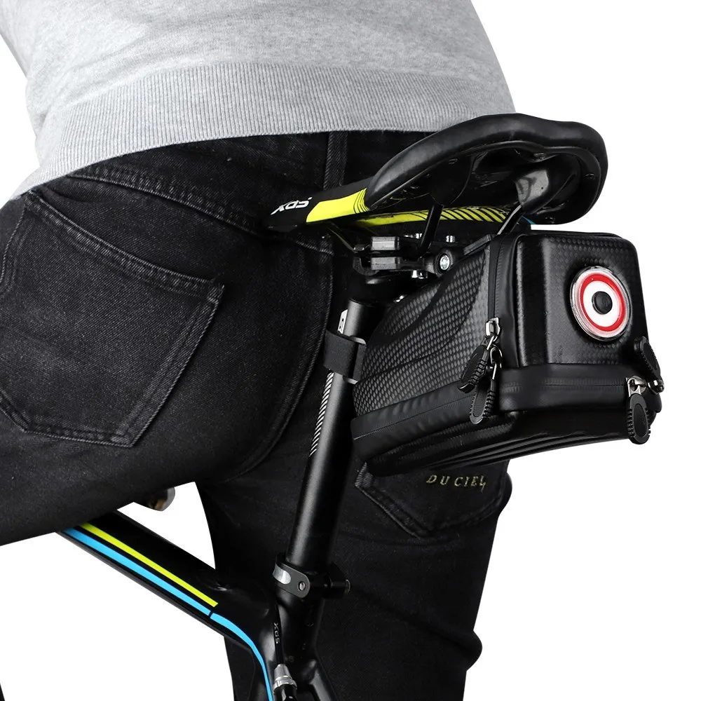 

WEST BIKING Mountain Bike Road Bicycle Riding Tail Bag with USB Rechargeable Tail Light