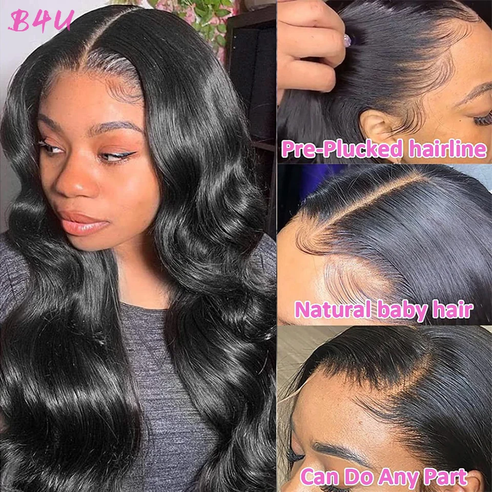 B4U Body Wave Lace Front Wig Brazilian 13x4 Frontal Wigs For Black Women Human Hair 4x4 Closure | Шиньоны и парики