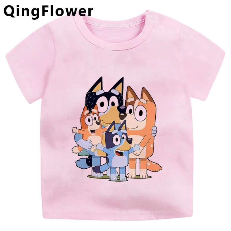 Bluey для маленьких детей футболка Подростковая летняя аниме alt мультфильм Детская