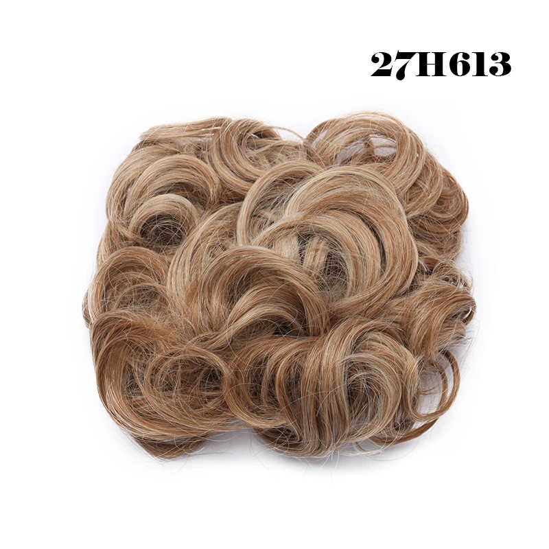 S-noilite вьющиеся шиньон Updo волосы булочка два пластиковых расчески клип в шиньон Наращивание волос Синтетические шиньоны для женщин поддельные волосы - Цвет: 27H613