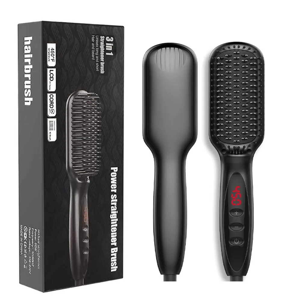 

Beard Hot Air Comb Newest Electric Straight and Curling Comb Men Beard Comb Hair Styling Tool Wet and Dry Straightening Comb