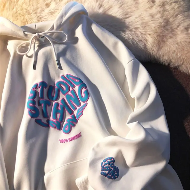 

Spring-Autumn Hoodies Women 2021 New Thin Print Trend Hooded Jackets Korean Fashion Loose Couples Coat Harajuku Oversized Hoodie