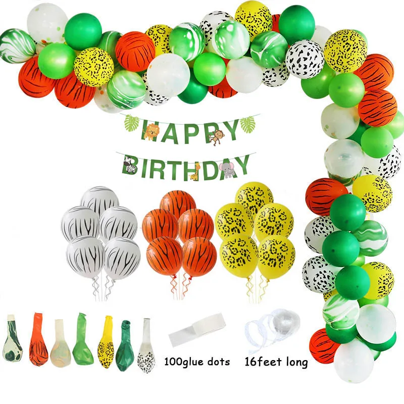 88pcs balloon Джунгли сафари вечерние Арка с воздушными шарами набор тропических пальмовых листьев зеленый латекс воздушные шары День рождения украшения Дети Свадьба партии поставка - Цвет: 88pcs balloon