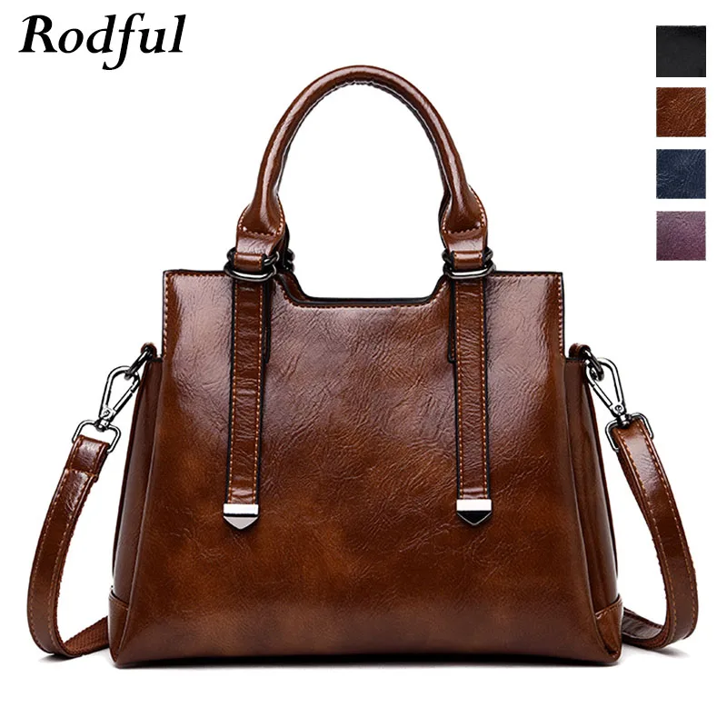 Роскошные кожаные женские сумки Rodful, женская сумка из натуральной кожи, винтажные ручные сумки, сумка-мессенджер на плечо, женская сумка